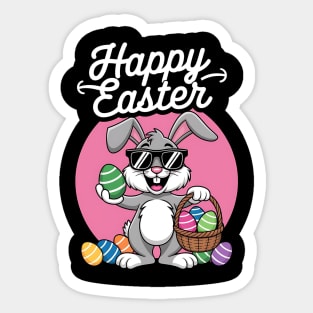 Happy Easter Bunny with Eggs Design Sticker